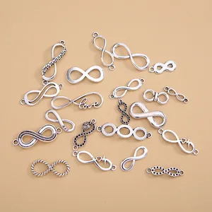 Смешанные Винтажные бусины для браслетов, 20 шт.лот, восемь, 8 символов бесконечности, для самостоятельного изготовления ювелирных изделий
