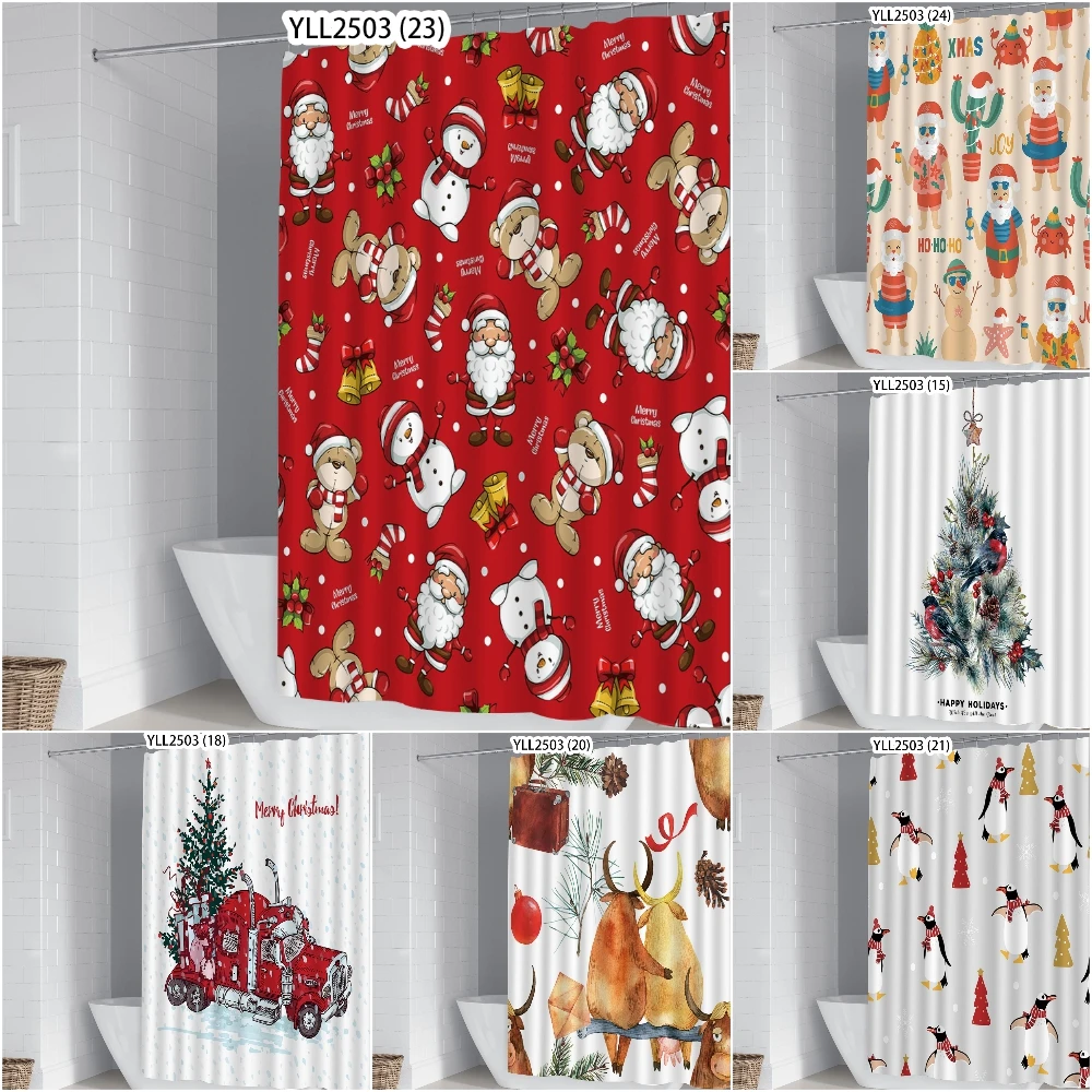 

Рождественская Водонепроницаемая занавеска для душа s для ванной комнаты с Санта-Клаусом занавеска для ванной из полиэстера чехол для душа ...