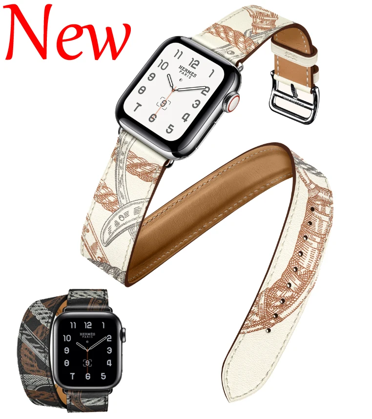 Ремешок для Apple Watch 44 мм 40 correa iwatch 42 38 5 4 3 2 кожаный двойной тур браслет apple watch