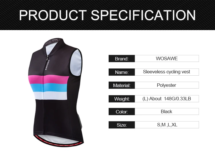 WOSAWE летний женский облегающий жилет для велоспорта Джерси Светоотражающие ремни
