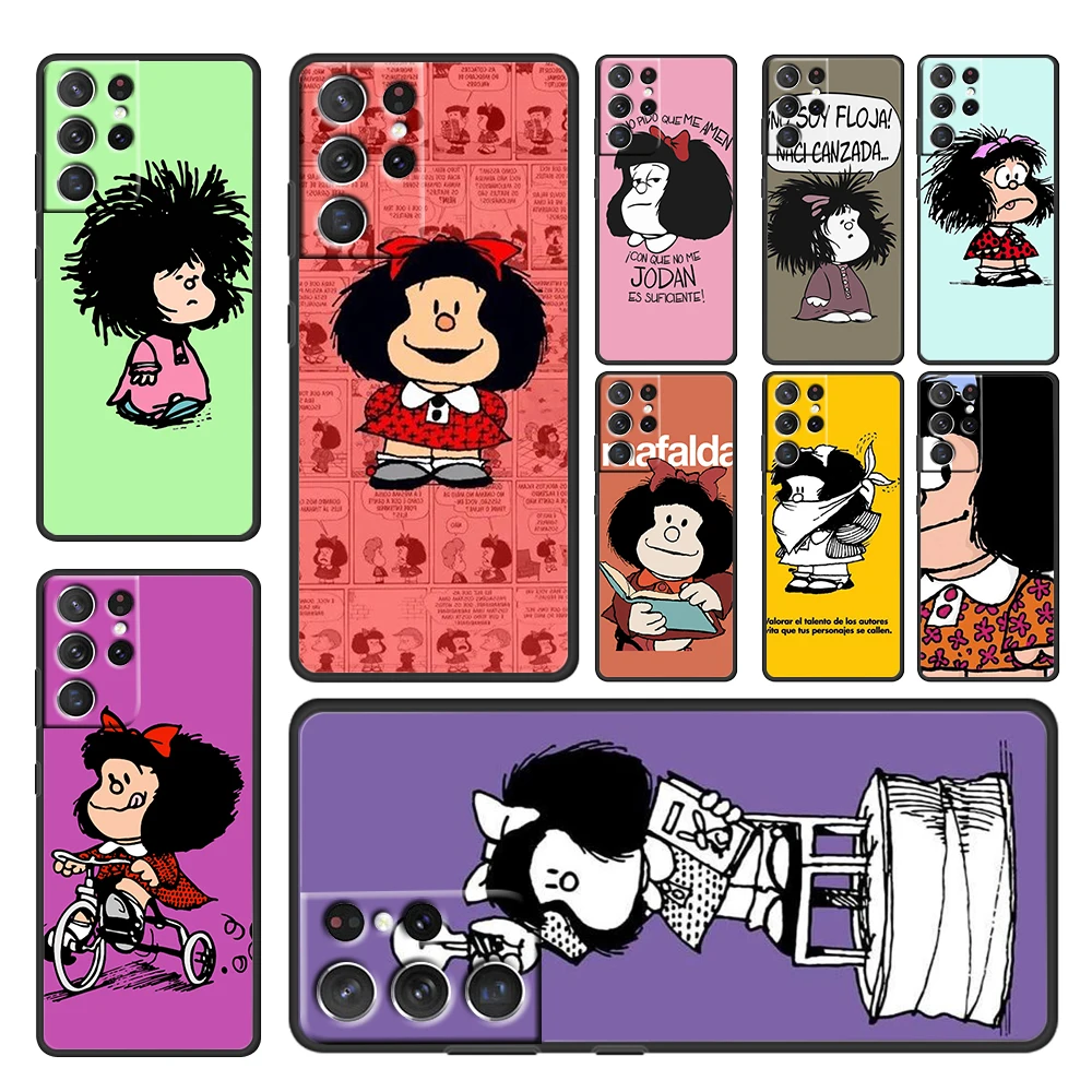 

Popular Cute Mafalda For Samsung Galaxy S22 S21 S20 FE Ultra Plus S10 S9 S8 S7 S6 Edge 5G Black Soft Phone Case Cover