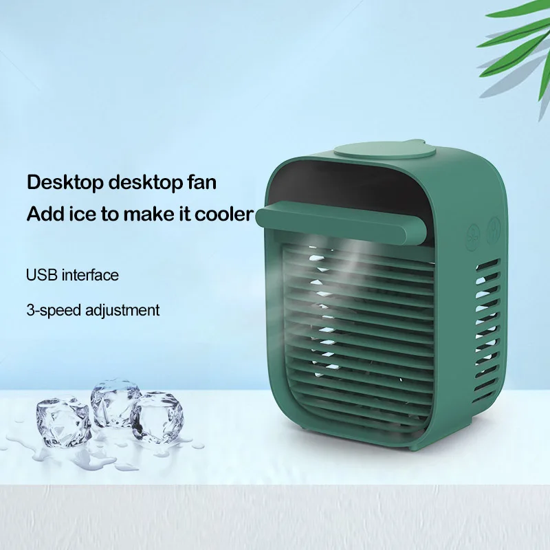 

Mini Desktop Air Conditioning Fan USB Charging Portable Air Cooler Small Fan Third Gear Strong Wind Home Mute Humidification Fan