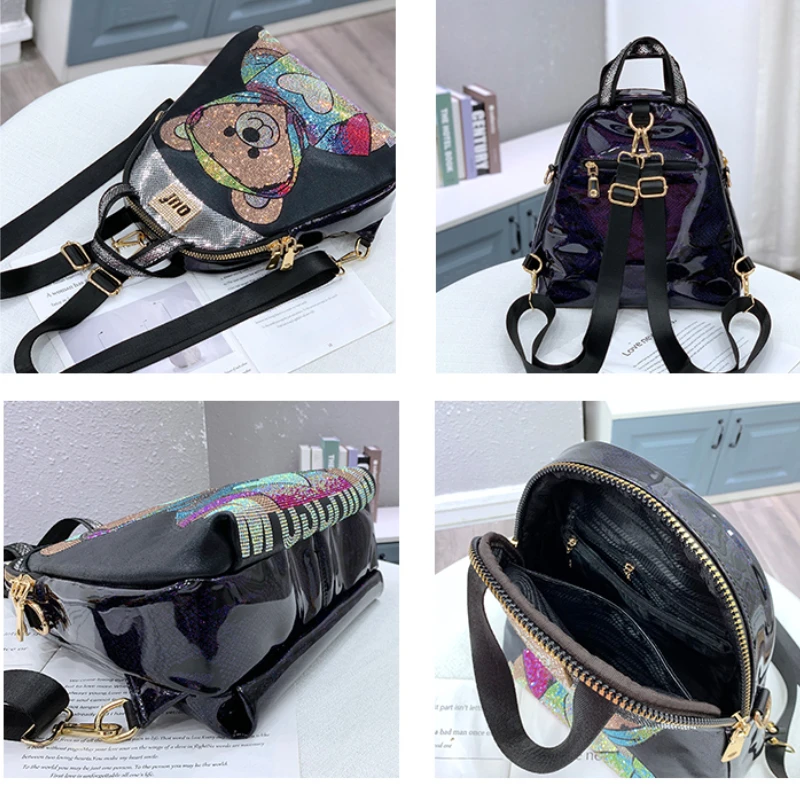 

Mochilas Rhinestones Bear Backpack Women 2021 New Multi-purpose Bag Women Fashion All-match One-shoulder Luxury Backpacks