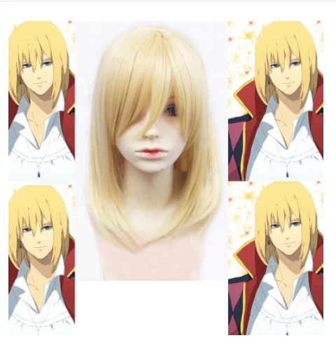 

Anime Howl's Moving Castle Wizard Howl Cosplay Wig Short Blonde Heat Resistant Synthetic Hair Wigs + Wig Cap