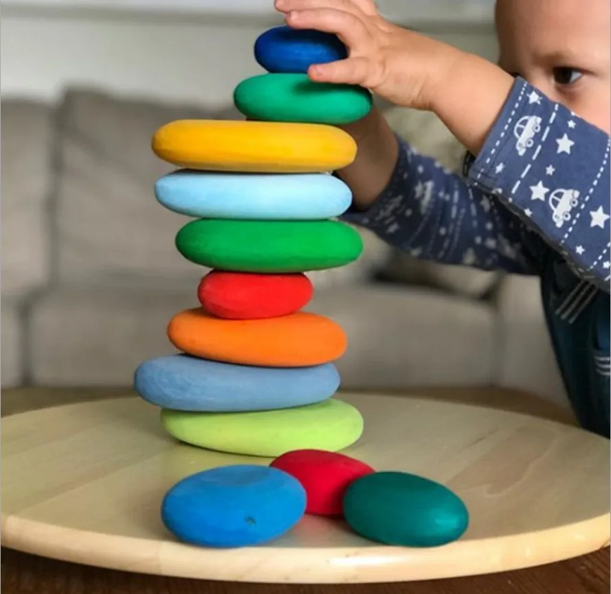 

Деревянный Радужный штабелер Дженга, для взрослых, скандинавский Балансирующий камень, строительные блоки, игрушка, Развивающие детские иг...