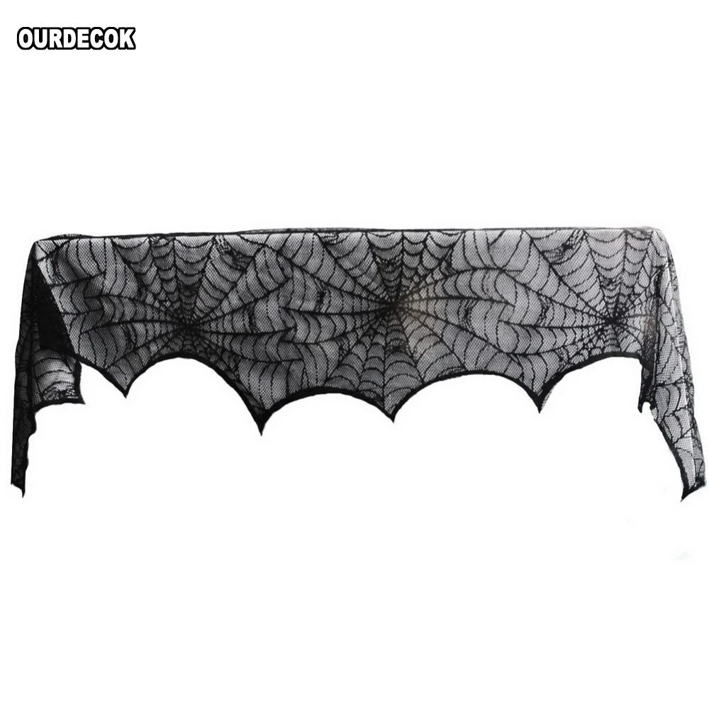 10 шт./лот Черная кружевная накидка на шарф Spiderweb для камина украшение Хэллоуина