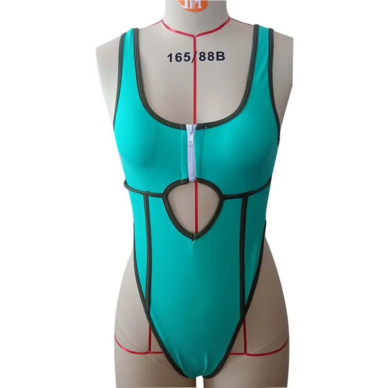 

New one-piece swimsuit solid color stitching swimsuit sexy swimsuit woman