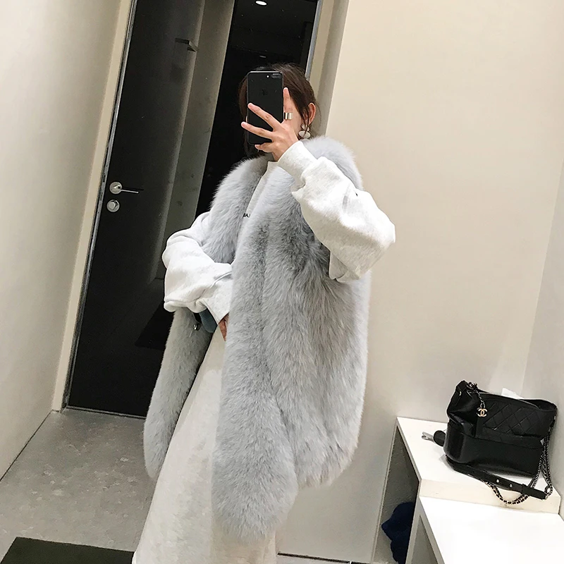 Tatyana furclub новые зимние куртки женские длинные жилеты из лисьего меха топы из натурального Лисьего меха модные уличные повседневные меховые жилеты