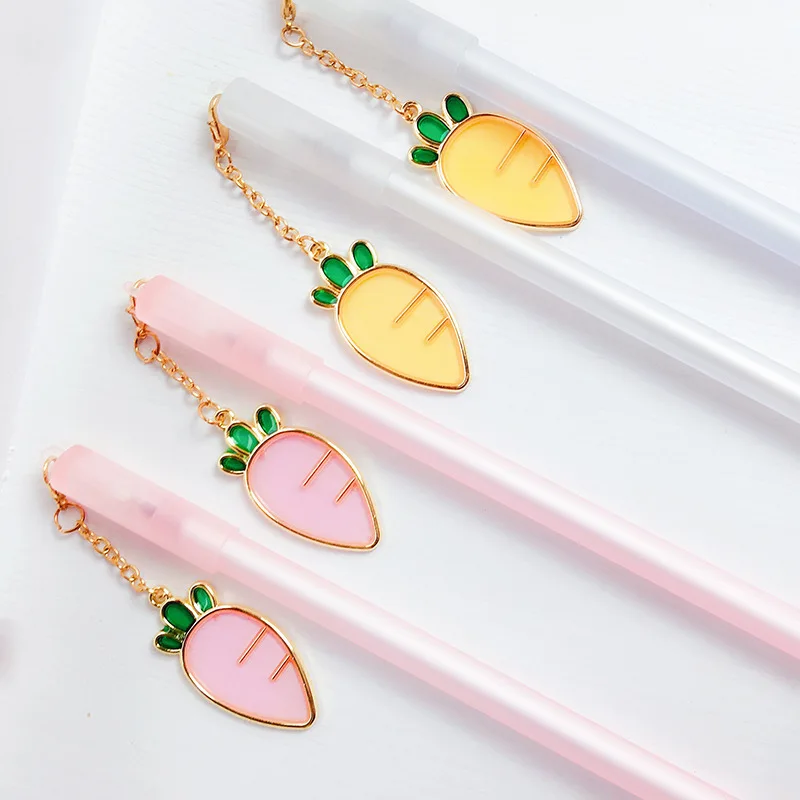 

Creative cute color carrot pendant gel pen black ball fountain pen