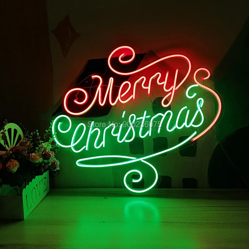 Неоновый светильник Merry Christmas на заказ ручной работы вечерние праздничные декор