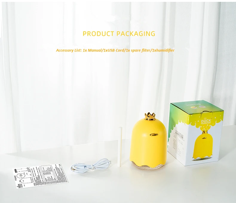 Portable Car USB Air Humidifier Ultrasonic Mist Maker Fogger High Quality Essential oil Diffuser Funny Yellow Duck Aroma Difusor