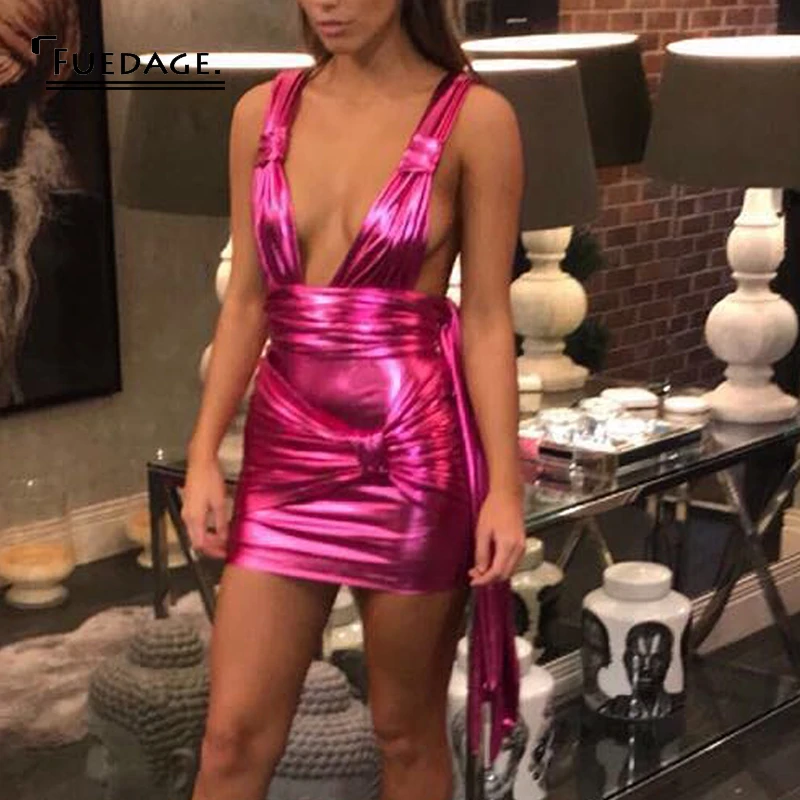 Fuedage осеннее клубвечерние вечернее платье женские облегающие блестящие платья с