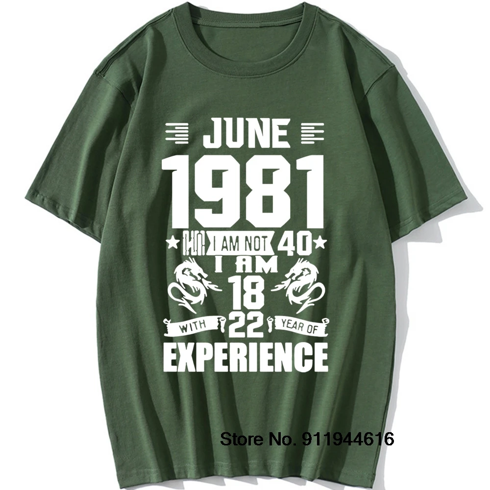 Born In June 1981 40 Years of Being Awesome T Shirts Birthday Funny Graphic Vintage Cotton Short Sleeve O-Neck Harajuku T-shirt