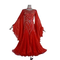 ballroom costume hip hop girls clothing for red long sleeve of women performance modern dancing