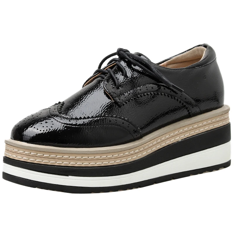 

All-Match Round Toe Shoes Woman 2021 Clogs Platform British Style Casual Female Sneakers Oxfords Autumn New Creepers Preppy Summ