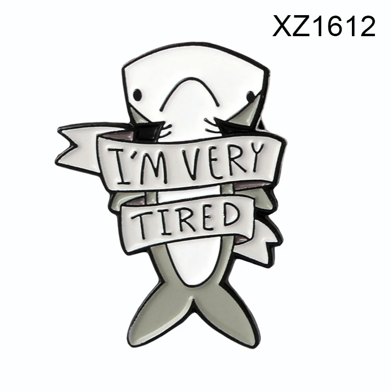 Милые серые Броши помогите мне очень усталости в виде пасти акулы-образный с