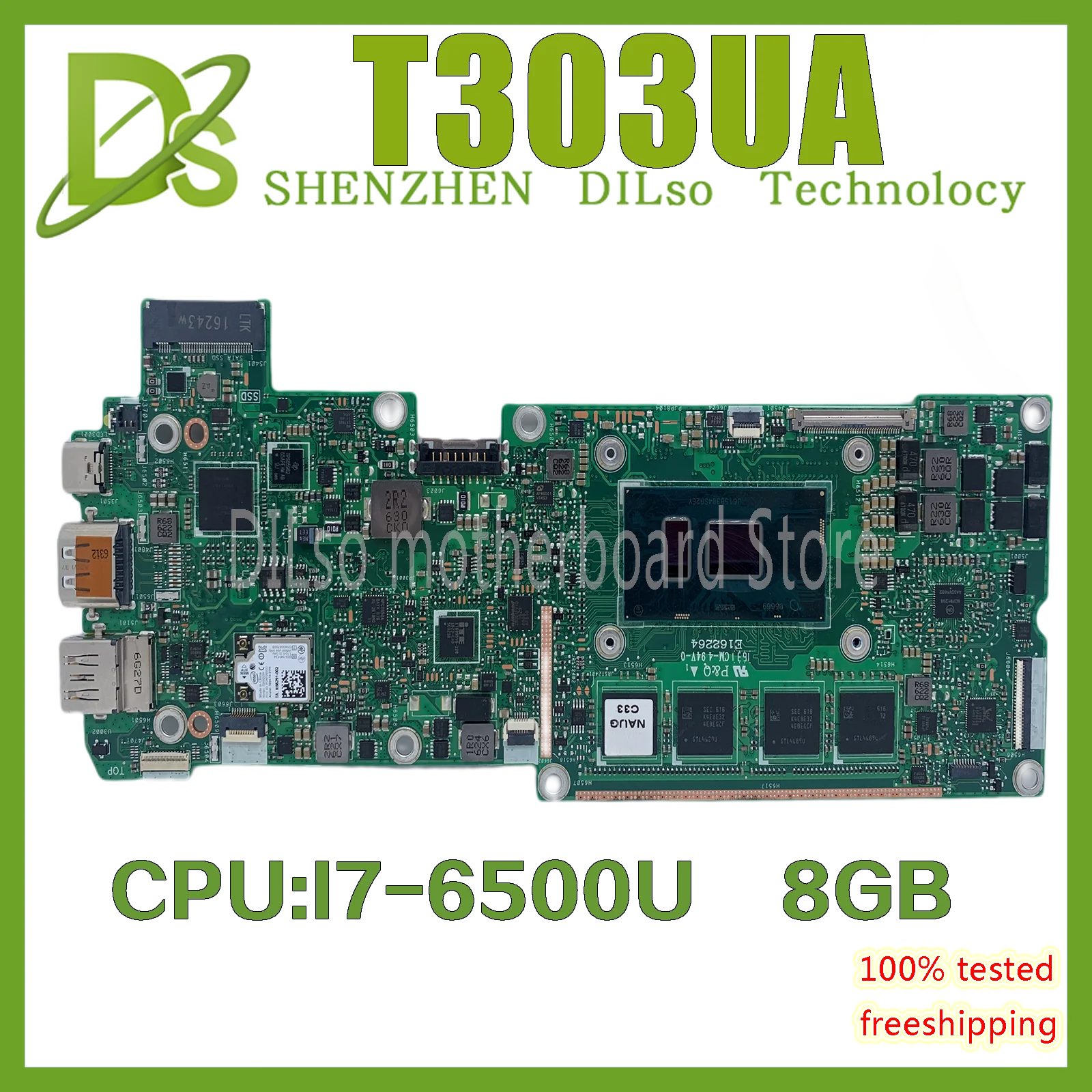 

KEFU T303UA Motherboard for ASUS Transformer 3 Pro T303 T303U T303UA With I7-6500U 8GB-RAM 100% fully tested