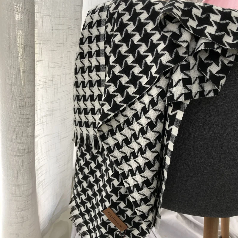 

Модный женский зимний шарф толстый теплый искусственный кашемировый шарф черный белый твидовый двусторонний шарф шали палантины 2021