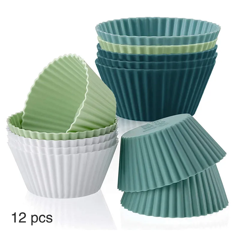 

12PCS Silicone Cake Mold Moldes De Silicona Kitchen Moule Gateaux Cupcake Silikon Form Reposteria Baking Tools Accessories