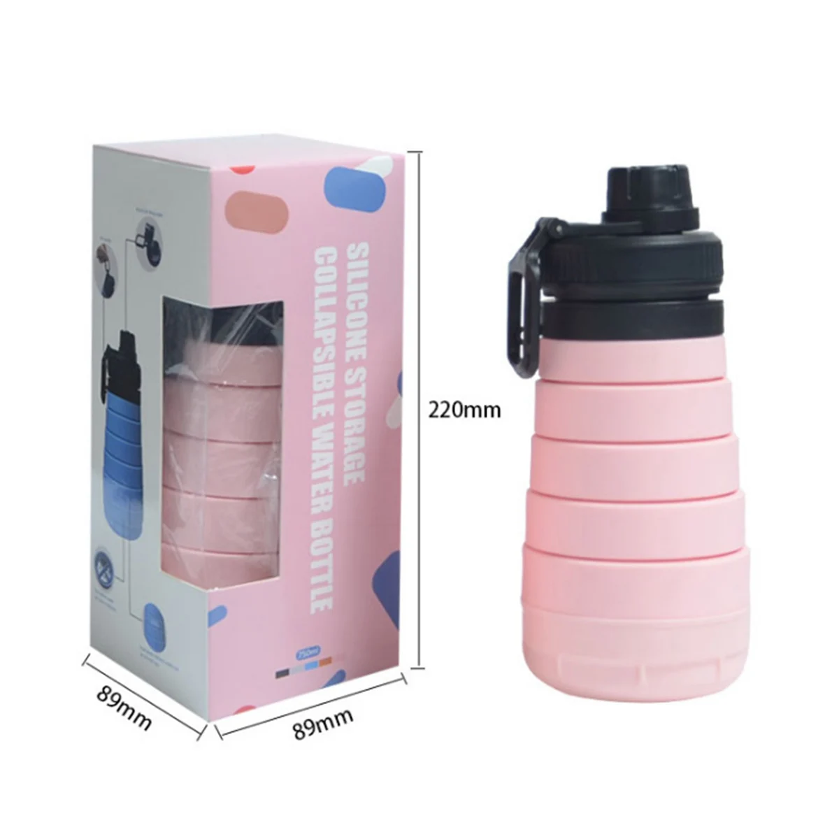 

Collapsible Water Bottle Portable Leak Proof Travel Foldable Kettle Food Graded Silicone Water Bottle for Outdoor Activities