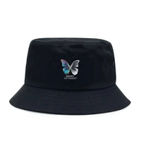 butterfly print fashion bucket hats for girls summer beach panama men caps women sun fishing outdoor fishermens hat