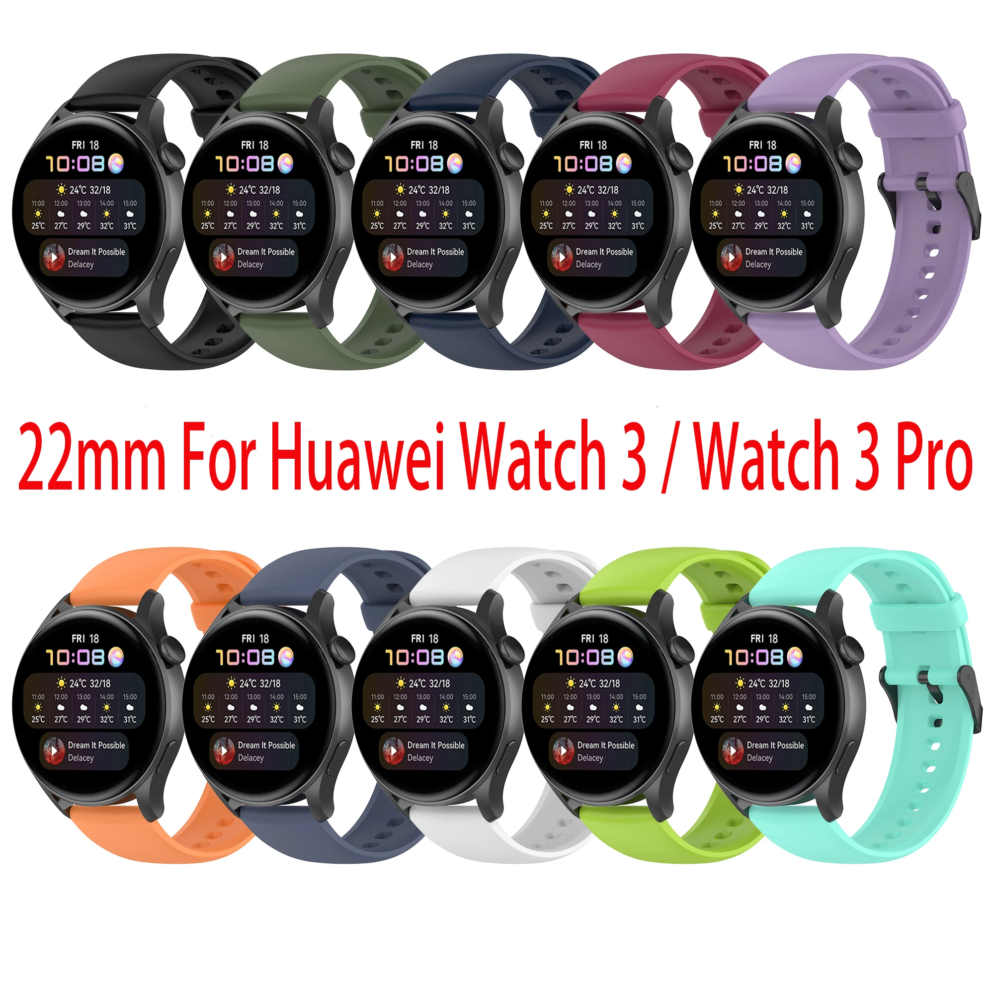 

Ремешок силиконовый для HUAWEI WATCH 3 /Watch 3 Pro, сменный Браслет для наручных часов, аксессуары