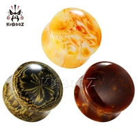 stripp bamboo yellow clouds resin ear plugs piercing expanders stretchers saddle design ear studs body jewelry sale in pair