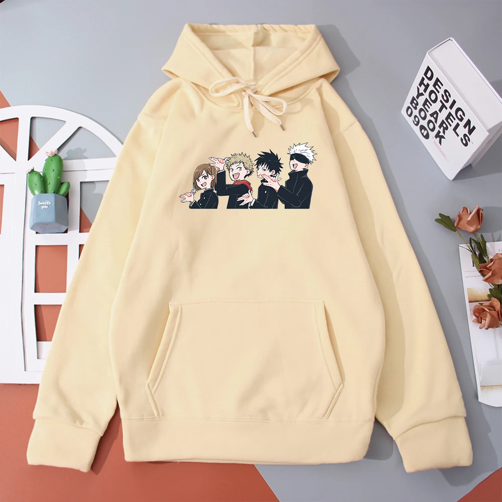 

Japan Anime Jujutsu Kaisen Hoodies Women Autumn Loose Sweatshirt Cartoon Punk Female Pullover Harajuku Fleece Streetwear Tops