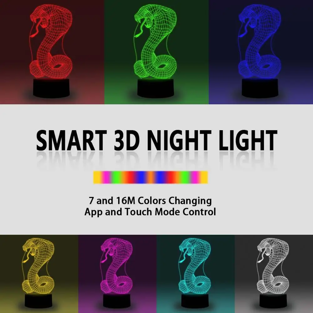 NiteApps 3D Cobra светодиодный ночник настольная лампа Иллюзия подарок на день рождения