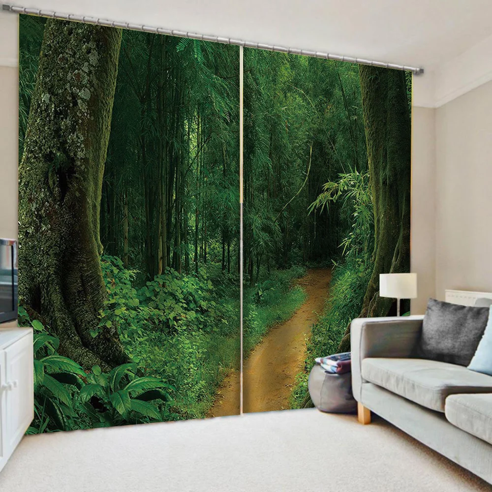 

Luxury Blackout 3D Window Curtains For Living Room Bedroom green forest curtains Thick shading soundproof windproof curtain