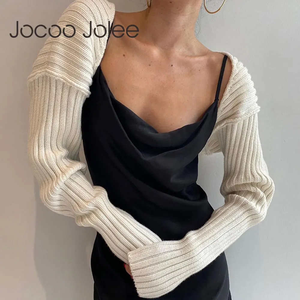 

Jocoo Jolee Long Sleeve Cardigans Sexy Cropped Tops Elegant Autumn Knitted Coat Korean Harajuku Chic Sweater Solid Outwear