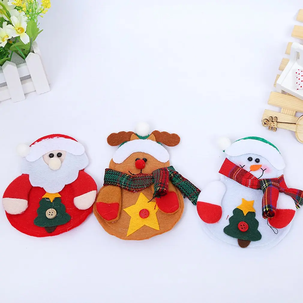 

Christmas Table Decorations Thickening Santa Snowman Knife And Fork Set Creative Home Snowman Cutlery Bag