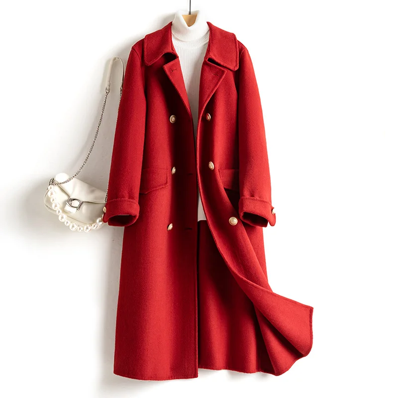 

CMAZ Autumn and Winter New Double Breasted Reversible Cashmere Coat