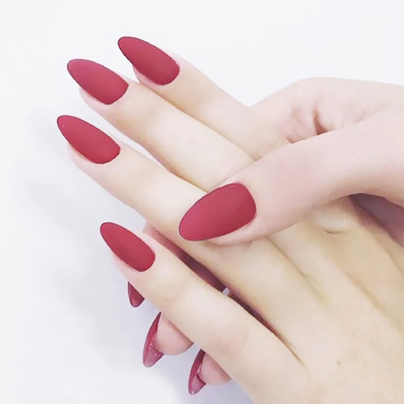 

24PCS Fake Nails Extra Long Clouds Pattern False Nails Full Cover Red tips Sharp Press on Finger Nails With Glue