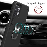 magnetic metal ring stand holder armor shockproof case for samsung galaxy a32 5g soft tpu frame hard pc protective back cover