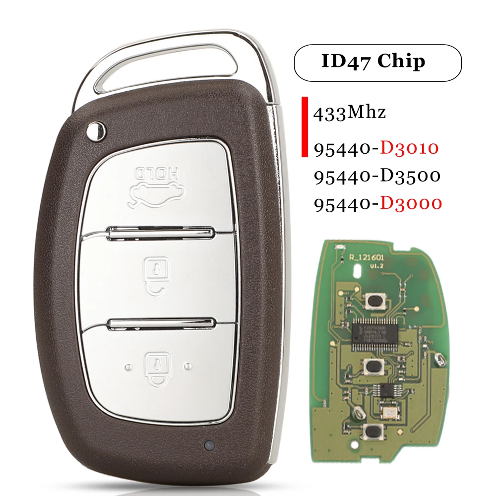 Jingyuqin 5 шт. 3 кнопки умный телефон 433 МГц 95440-D3000/D3010/D3500 ID47 чип для Hyundai Tucson 2016 - купить