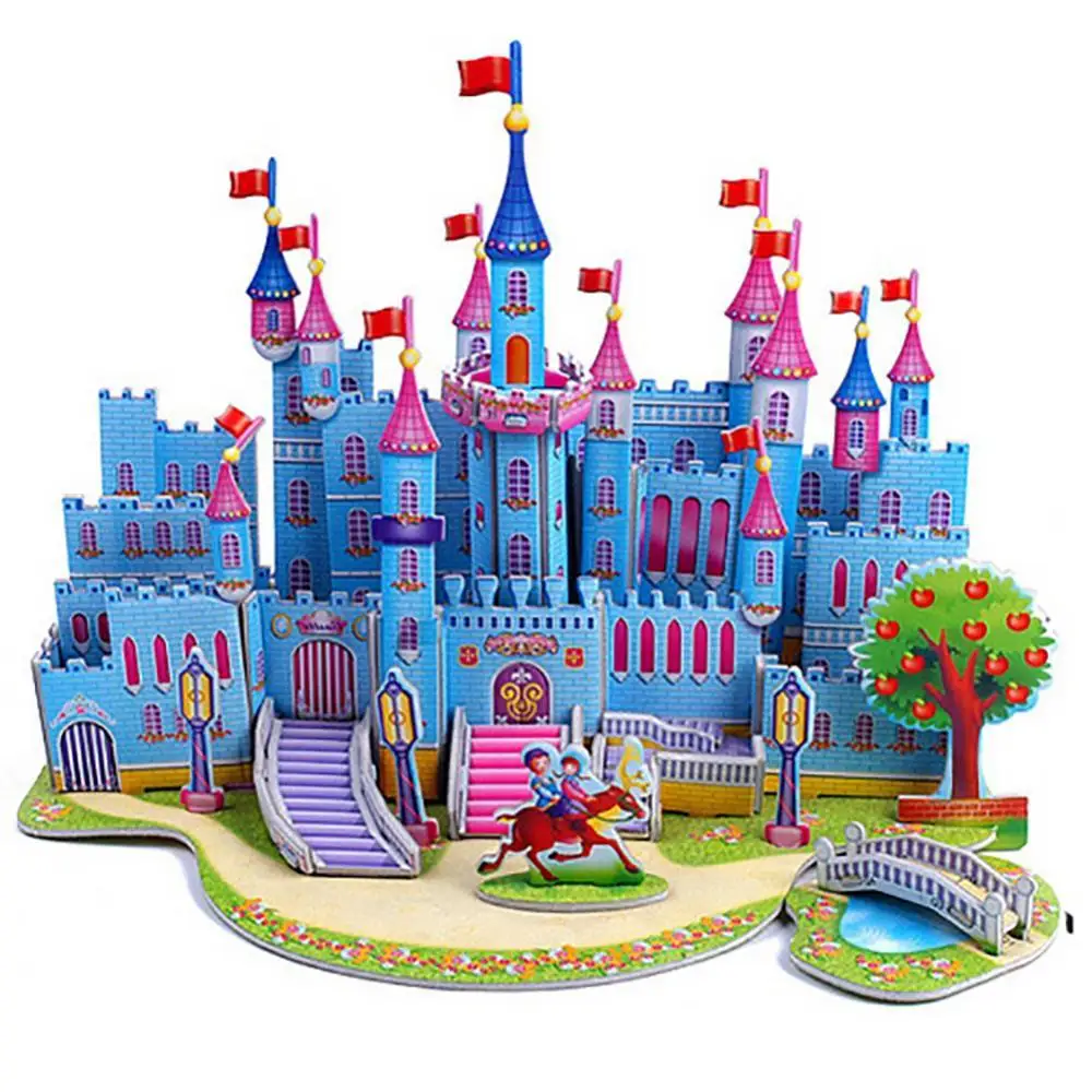 

DIY 3D House Castle Windmill Model Assembling Puzzles Early Learning Kids Toy