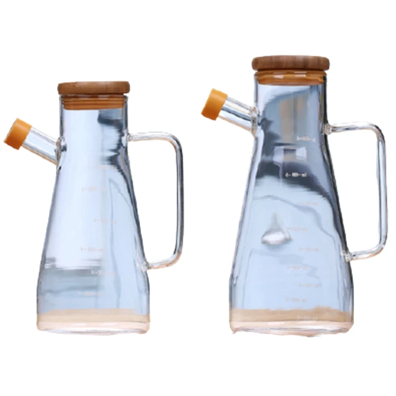 

Glass Oil Pot Leak-Proof Oil Bottle Seasoning Bottle Soy Sauce Bottle Vinegar Pot Oil Can Home Kitchen 2Pcs