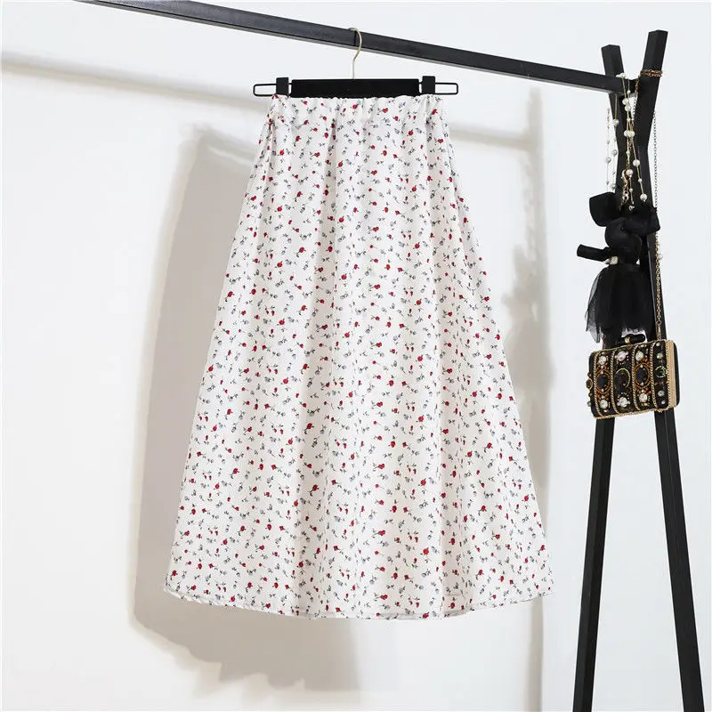 

Retro High Waist Floral Skirt Spring Summer 2021 New Women's Elastic Waist A-line Skirt Trend
