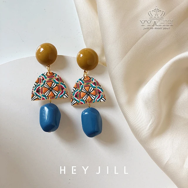 

Blue Danube Day Department Restoring Ancient Ways Yellow Blue Colophony Long Earring Is Original