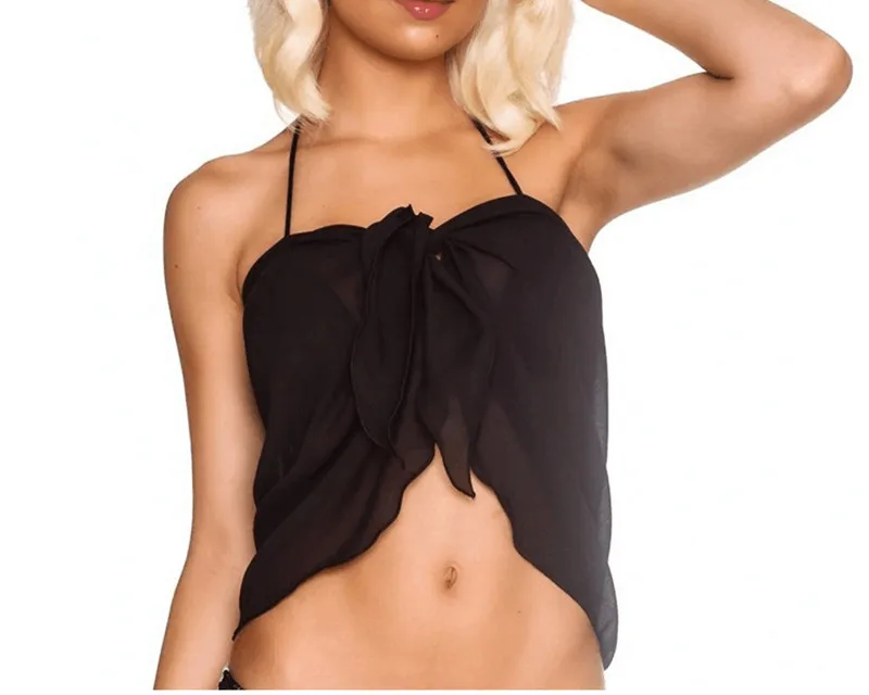 Сексуальное женское пляжное бикини однотонное парео шифоновая юбка с запахом