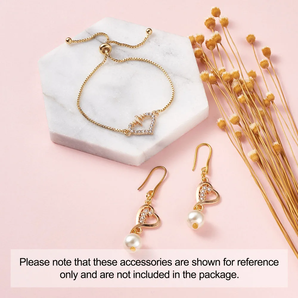 

28~48pcs/box Alloy Rhinestone Heart Links/Connectors For Bracelet Earring Jewelry making DIY Decor Accessories Light Gold Color