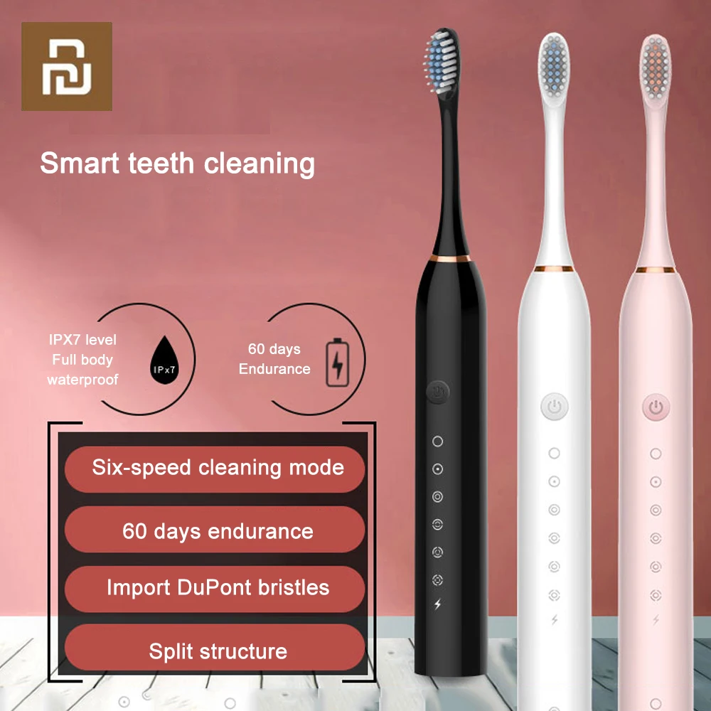 

Щетка Зубная Youpin аккумуляторная, IPX7, с 4 головками, зубная щетка для чистки