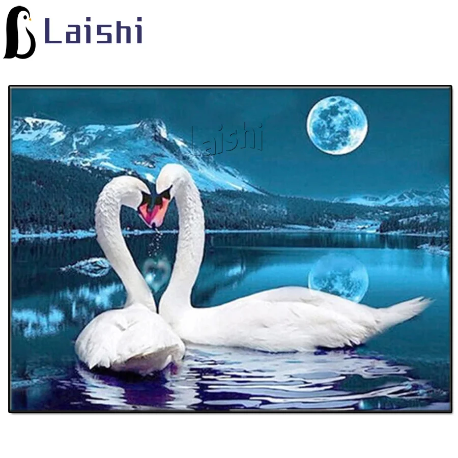 

New Hot Sale Full 5D Diy Diamond Painting Animal Swan Lake 3D Square Diamond Embroidery Home Decoration Valentine's Day present