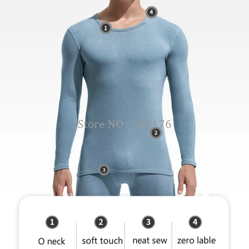 Men Thermal Underwear Winter Long Jhons Warm Body Clothes Slim Tops Open Pocket Buttoms Sets