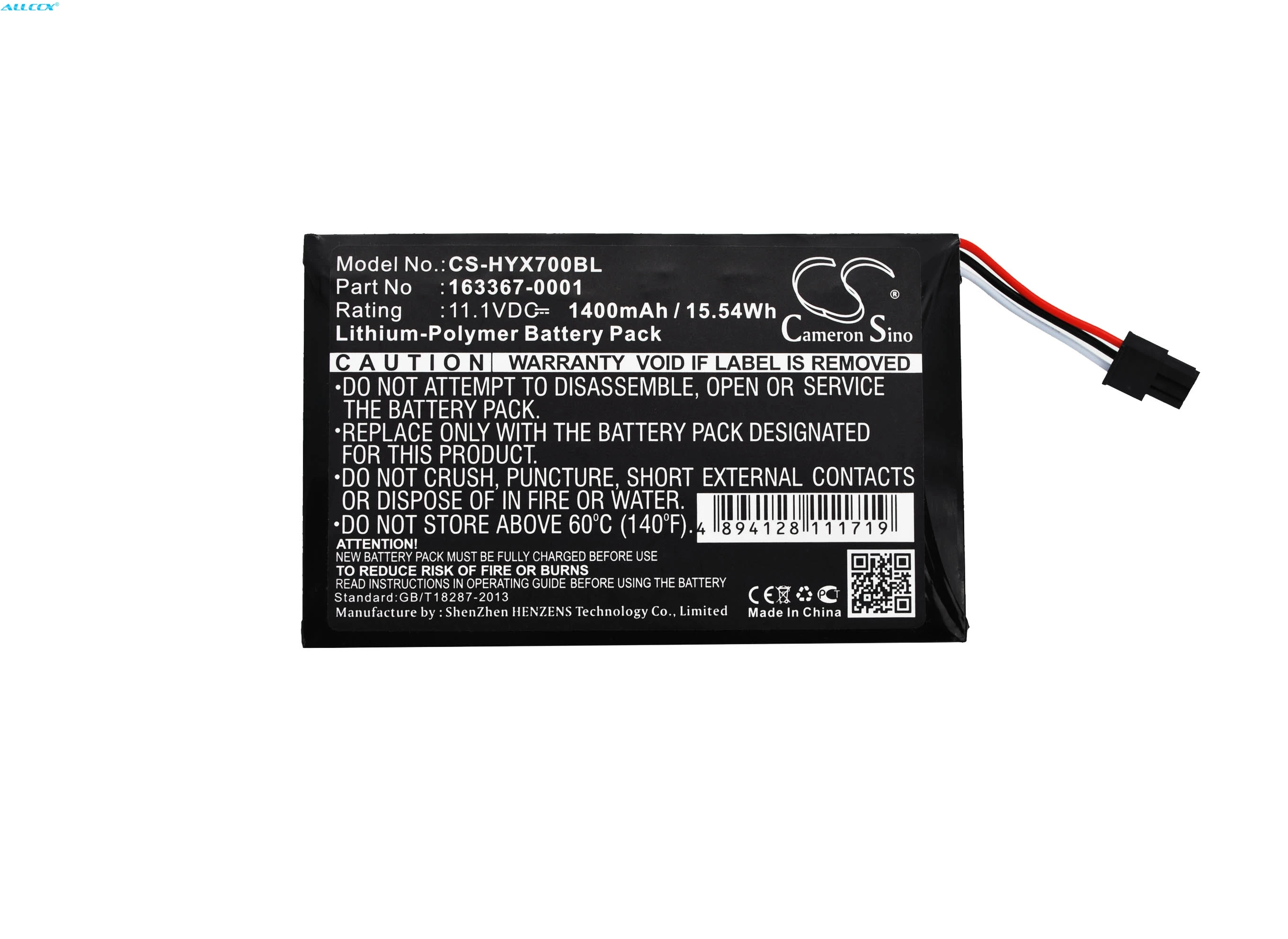 

Аккумулятор Cameron Sino 1400mAh 163367-0001 для Honeywell TX700, TX800