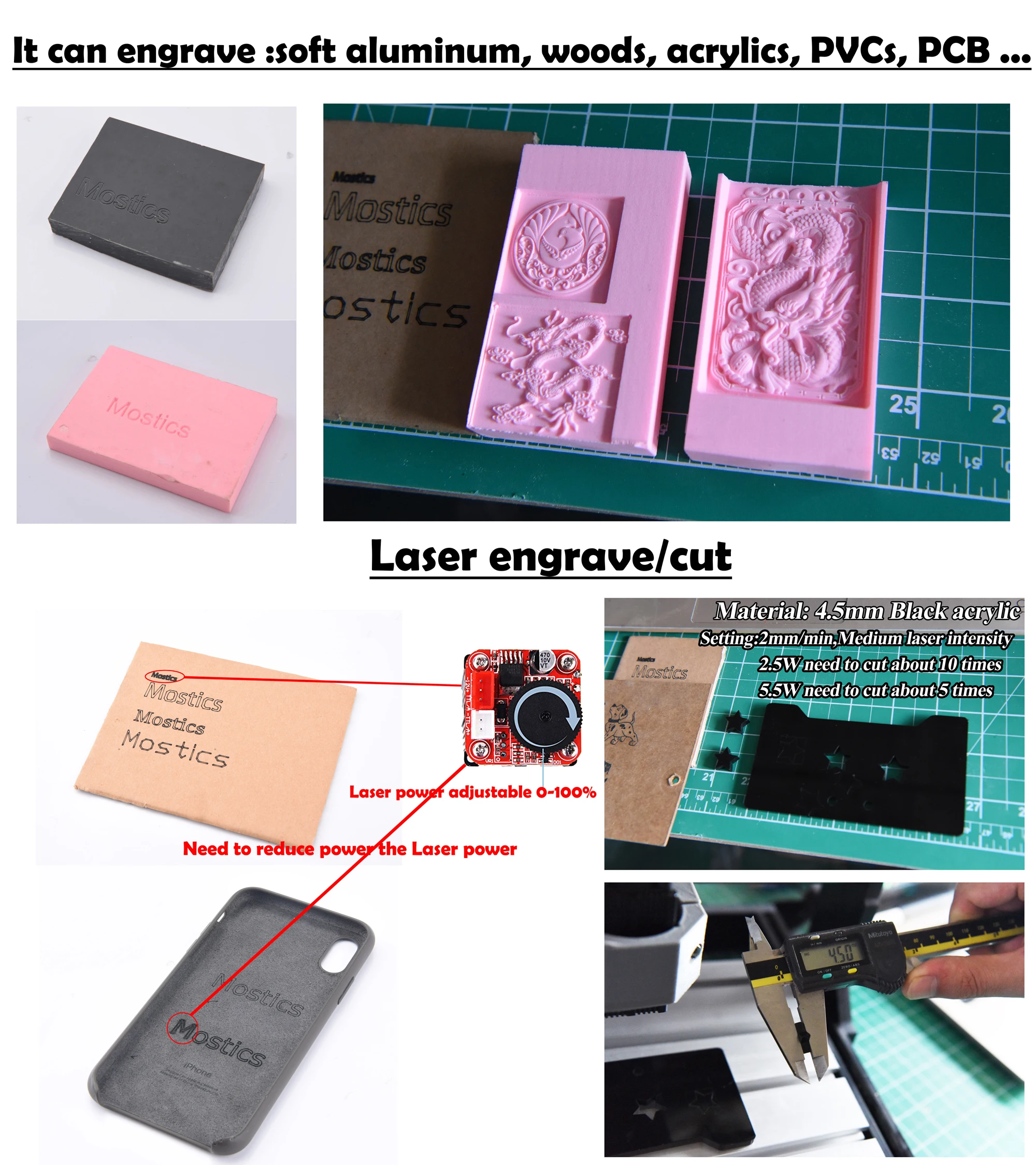 Лазерный гравировальный станок CNC3018Pro фрезерный для работ с деревом ПВХ ER11 -