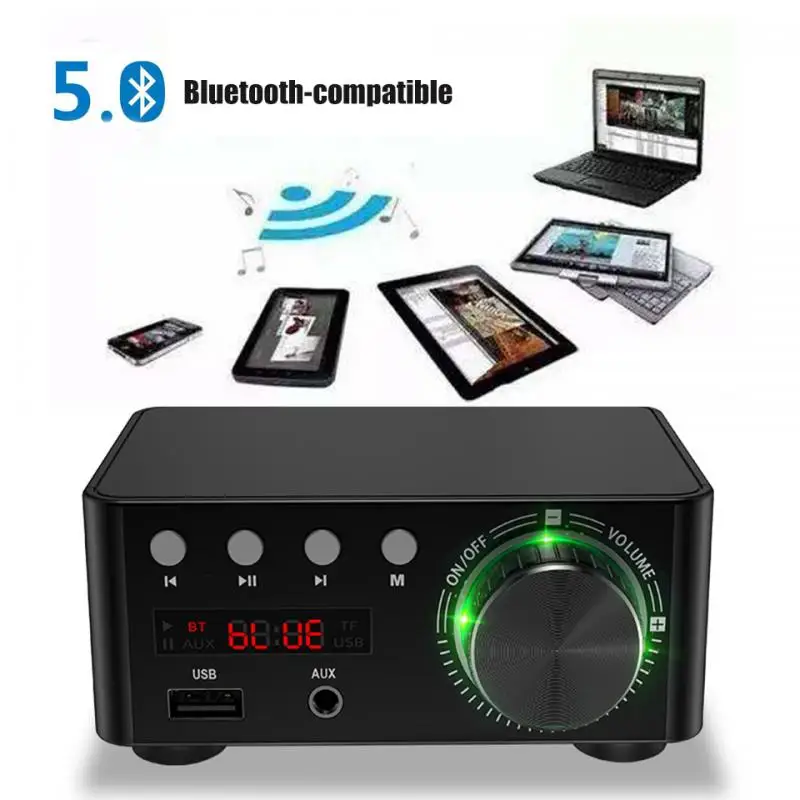 

Mini Audio HiFi Bluetooth-compatible Power Class D Amplifier Tpa3116 Digital Amp 50W*2 Home Audio Car Marine USB/AUX IN