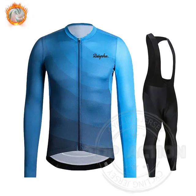

Ralvpha Winter Cycling Set Team Bike Racing Premium Long Sleeve Shirts with 19D Padded Cycling Tights 2022 Keep Warm Uniform