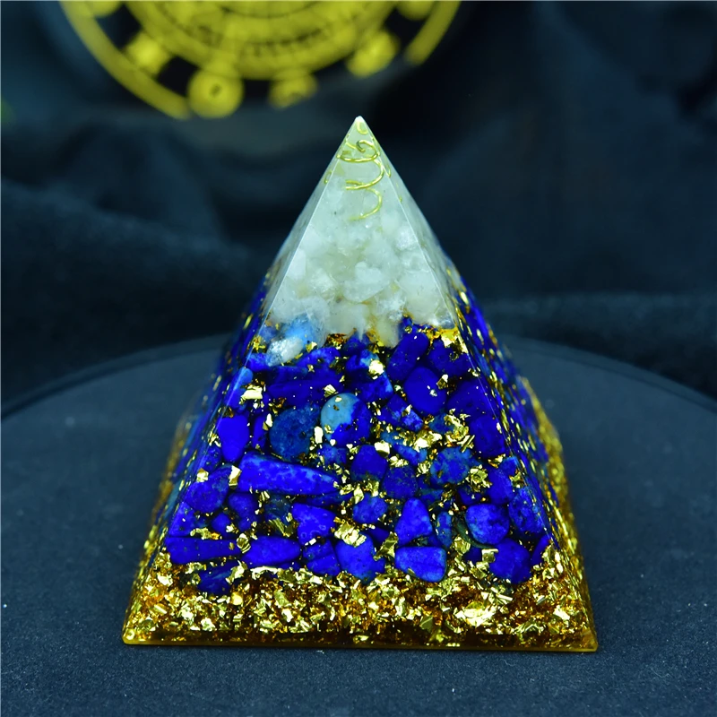 AURAREIKI оргонит Пирамида сахарра чакра аура белый кристалл лазурит Смола поделки